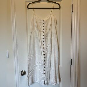Madewell Cream Button-Front Midi Dress